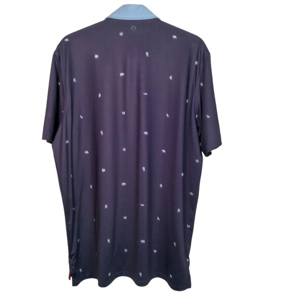 Greyson Polo Shirt Large Blue Short Sleeve Butterfly Frog Pot Leaf Turtle Bear - Picture 3 of 15